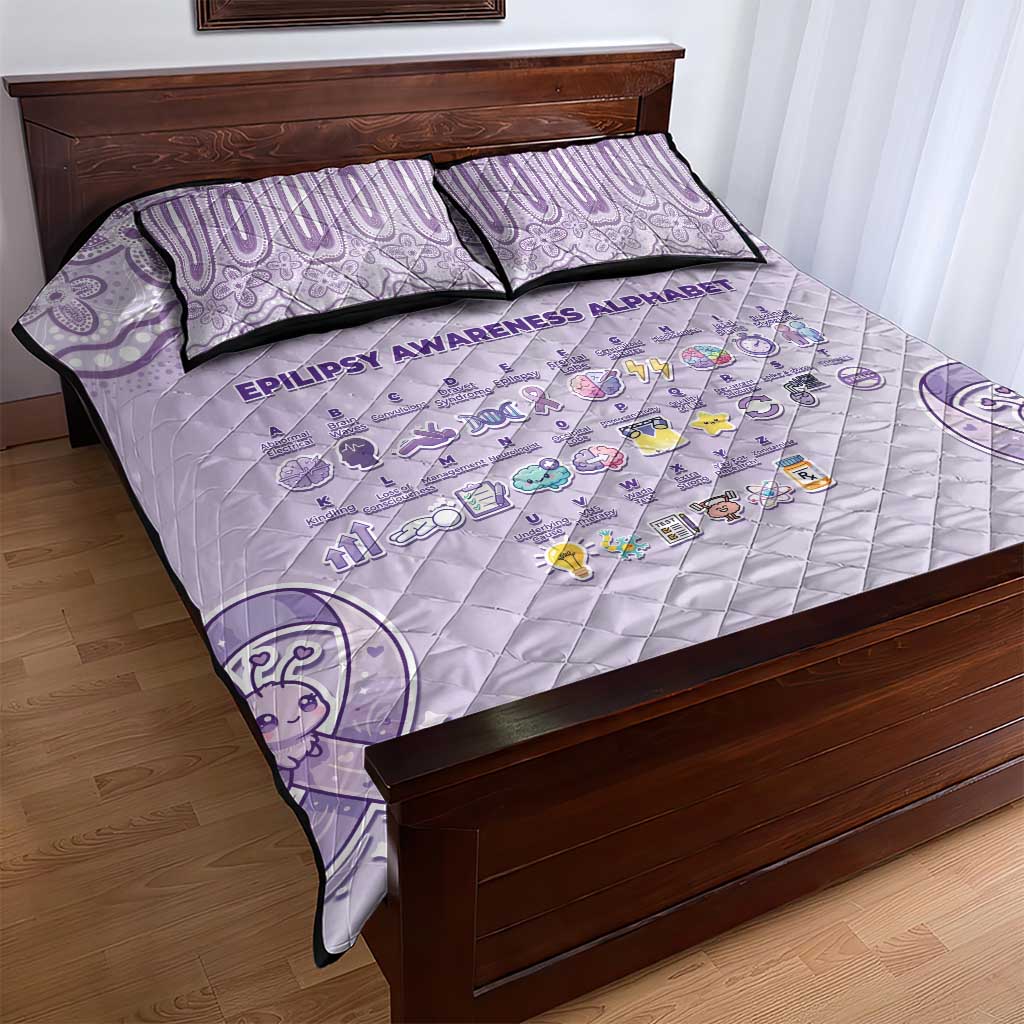 Epilepsy Awareness Alphabet Quilt Bed Set Purple Ribbon Butterfly Cute Style
