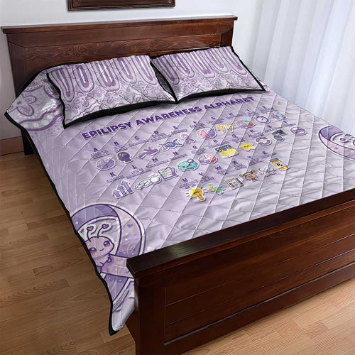 Epilepsy Awareness Alphabet Quilt Bed Set Purple Ribbon Butterfly Cute Style