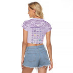 Personalised Epilepsy Awareness Alphabet Raglan Cropped T Shirt Purple Ribbon Butterfly Cute Style