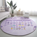Epilepsy Awareness Alphabet Round Carpet Purple Ribbon Butterfly Cute Style