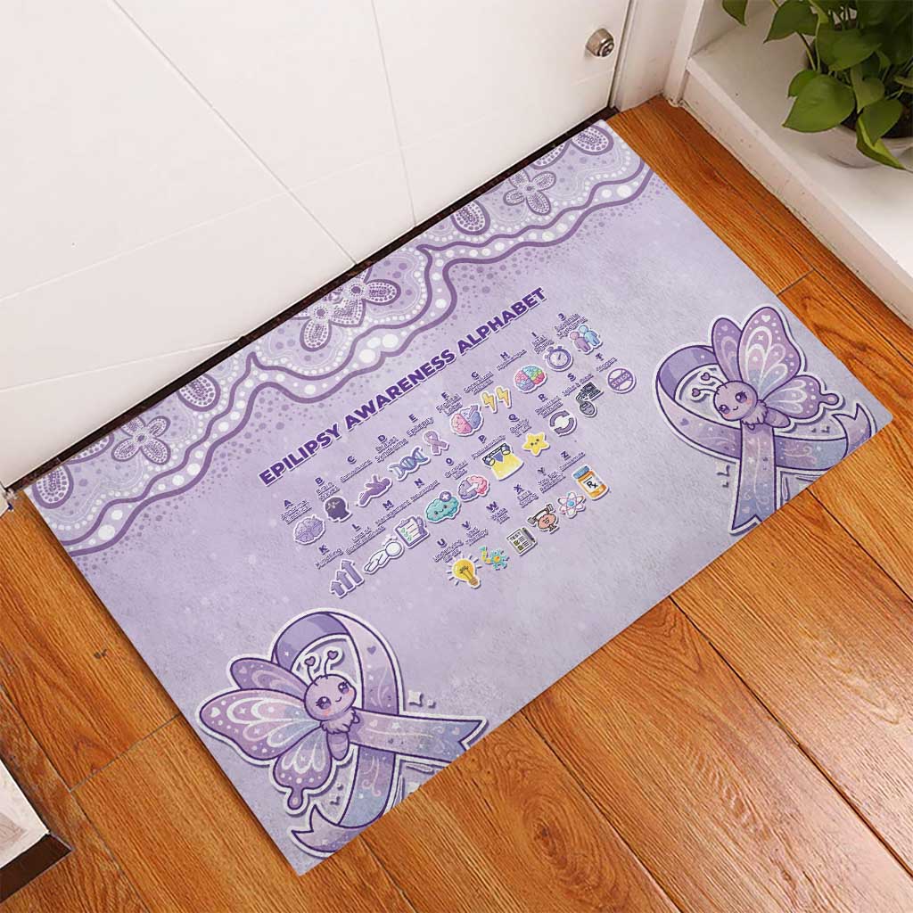 Epilepsy Awareness Alphabet Rubber Doormat Purple Ribbon Butterfly Cute Style