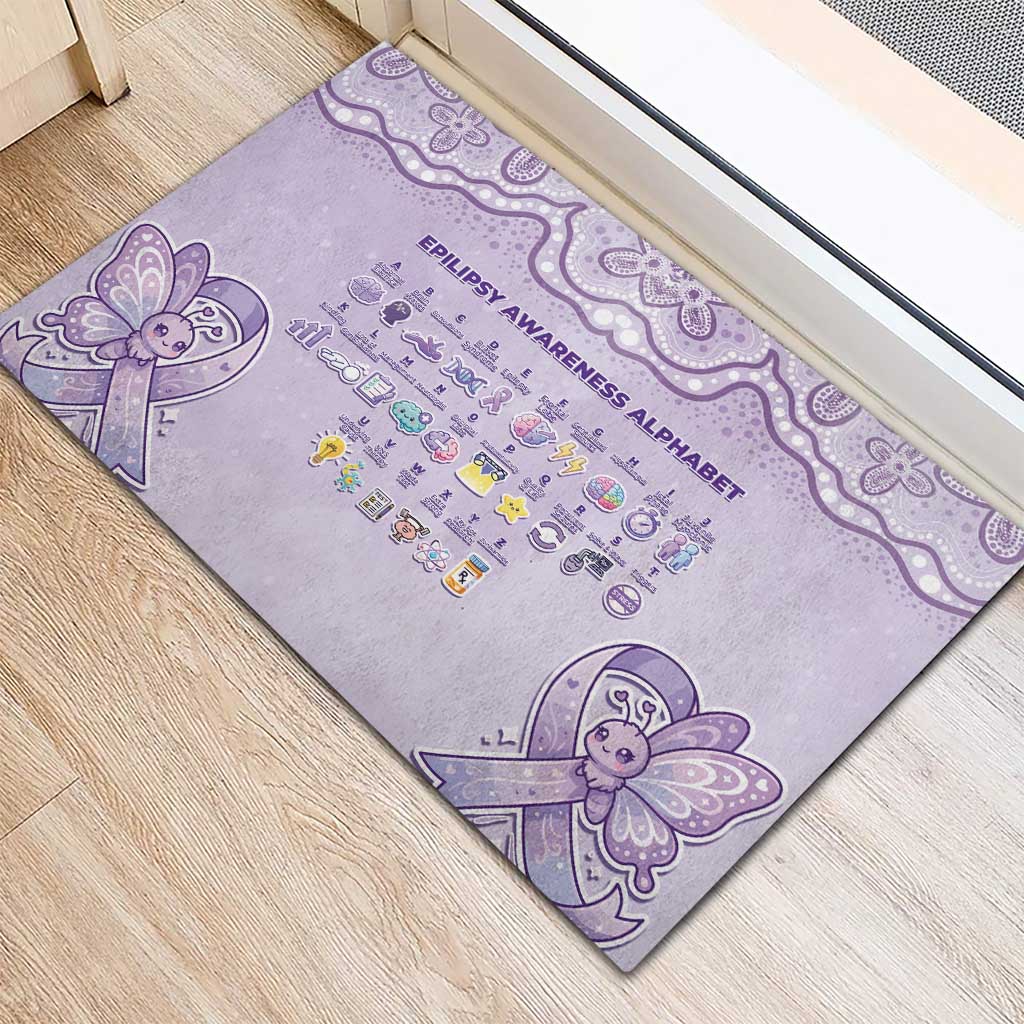 Epilepsy Awareness Alphabet Rubber Doormat Purple Ribbon Butterfly Cute Style