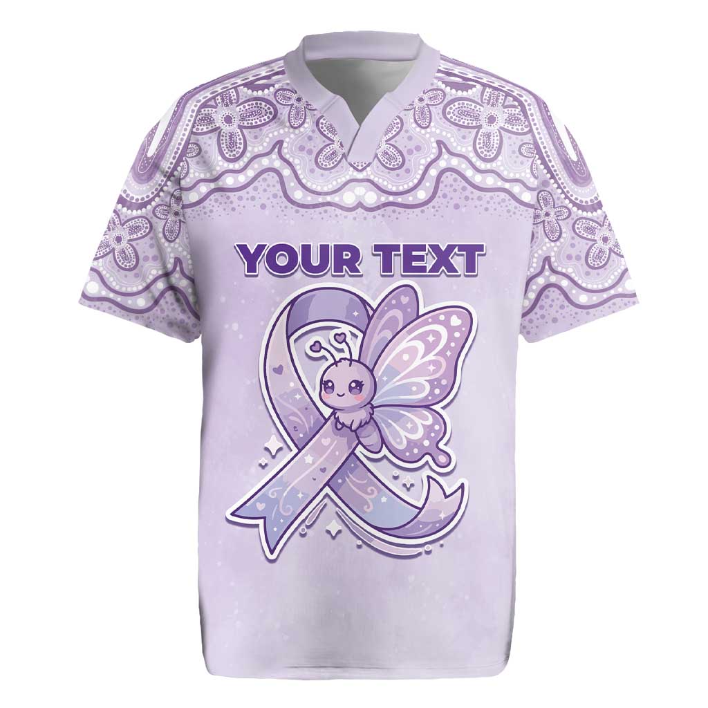 Personalised Epilepsy Awareness Alphabet Rugby Jersey Purple Ribbon Butterfly Cute Style