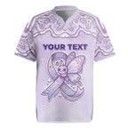 Personalised Epilepsy Awareness Alphabet Rugby Jersey Purple Ribbon Butterfly Cute Style