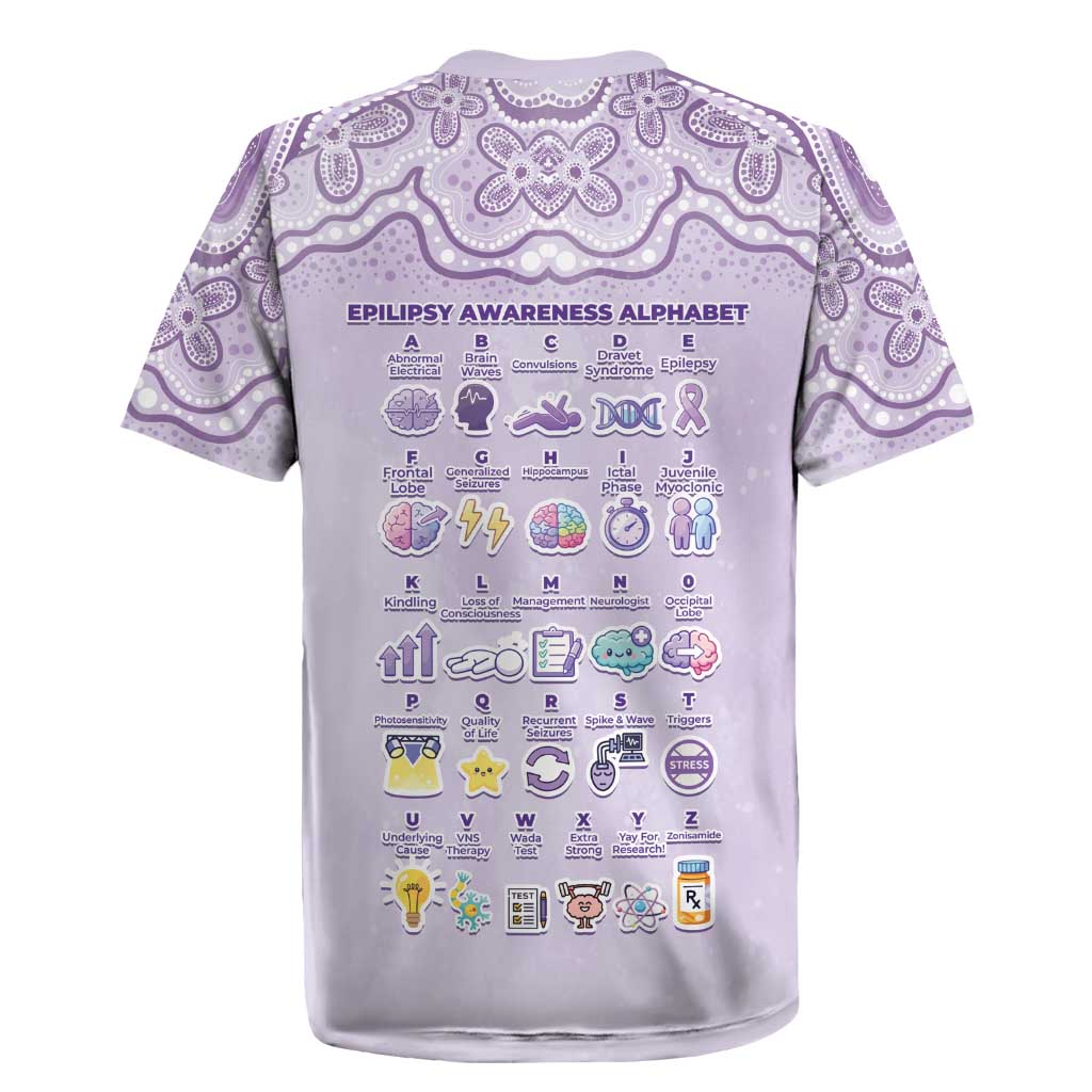 Personalised Epilepsy Awareness Alphabet Rugby Jersey Purple Ribbon Butterfly Cute Style