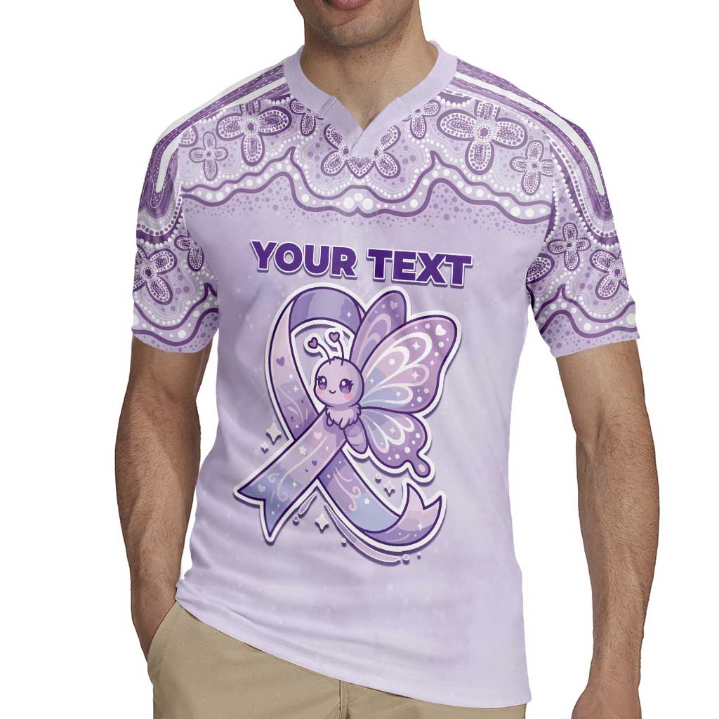 Personalised Epilepsy Awareness Alphabet Rugby Jersey Purple Ribbon Butterfly Cute Style