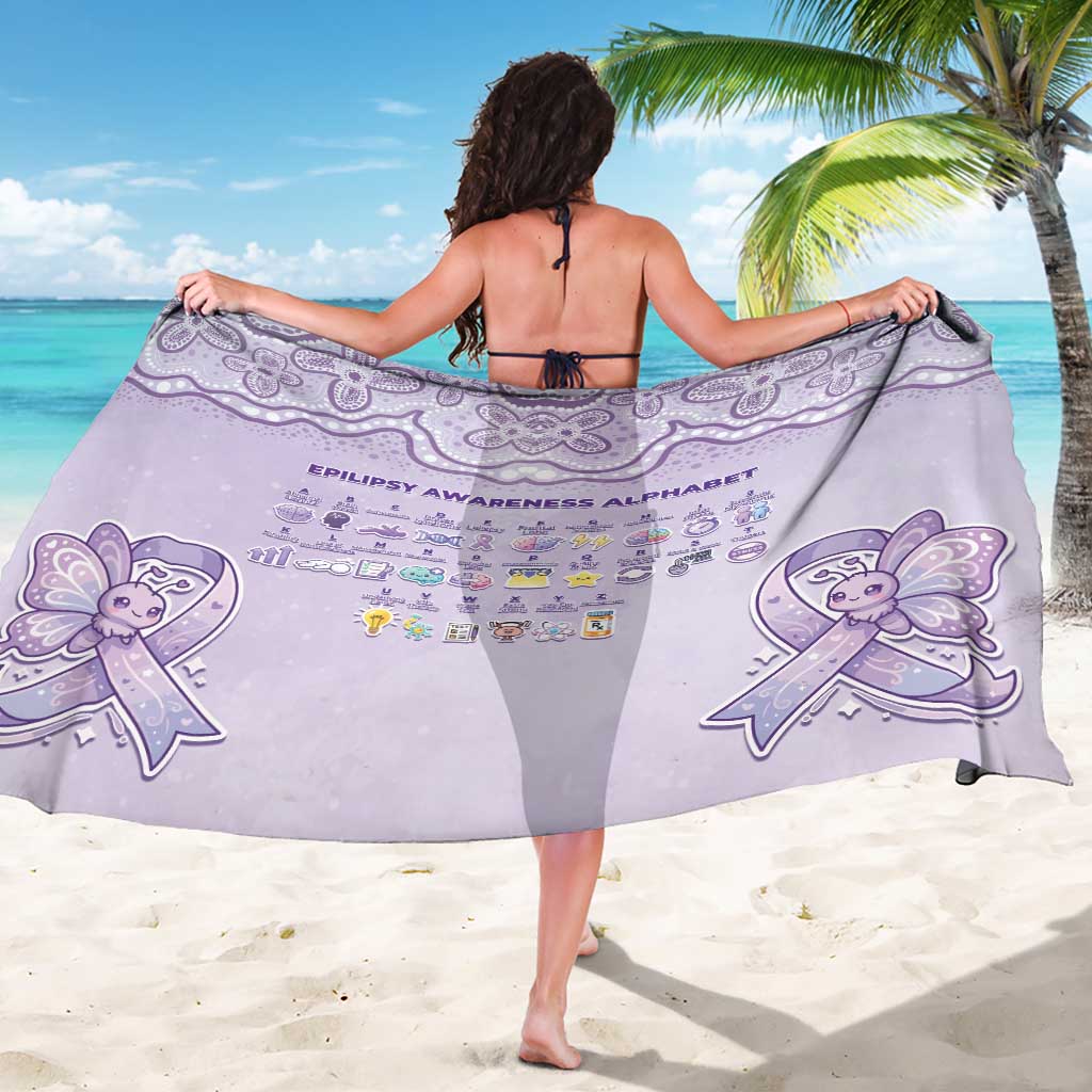 Epilepsy Awareness Alphabet Sarong Purple Ribbon Butterfly Cute Style