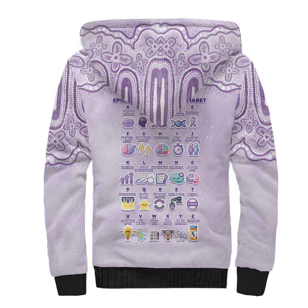 Personalised Epilepsy Awareness Alphabet Sherpa Hoodie Purple Ribbon Butterfly Cute Style