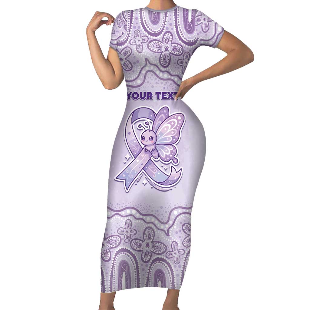 Personalised Epilepsy Awareness Alphabet Short Sleeve Bodycon Dress Purple Ribbon Butterfly Cute Style