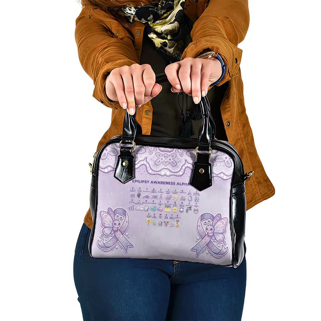 Epilepsy Awareness Alphabet Shoulder Handbag Purple Ribbon Butterfly Cute Style