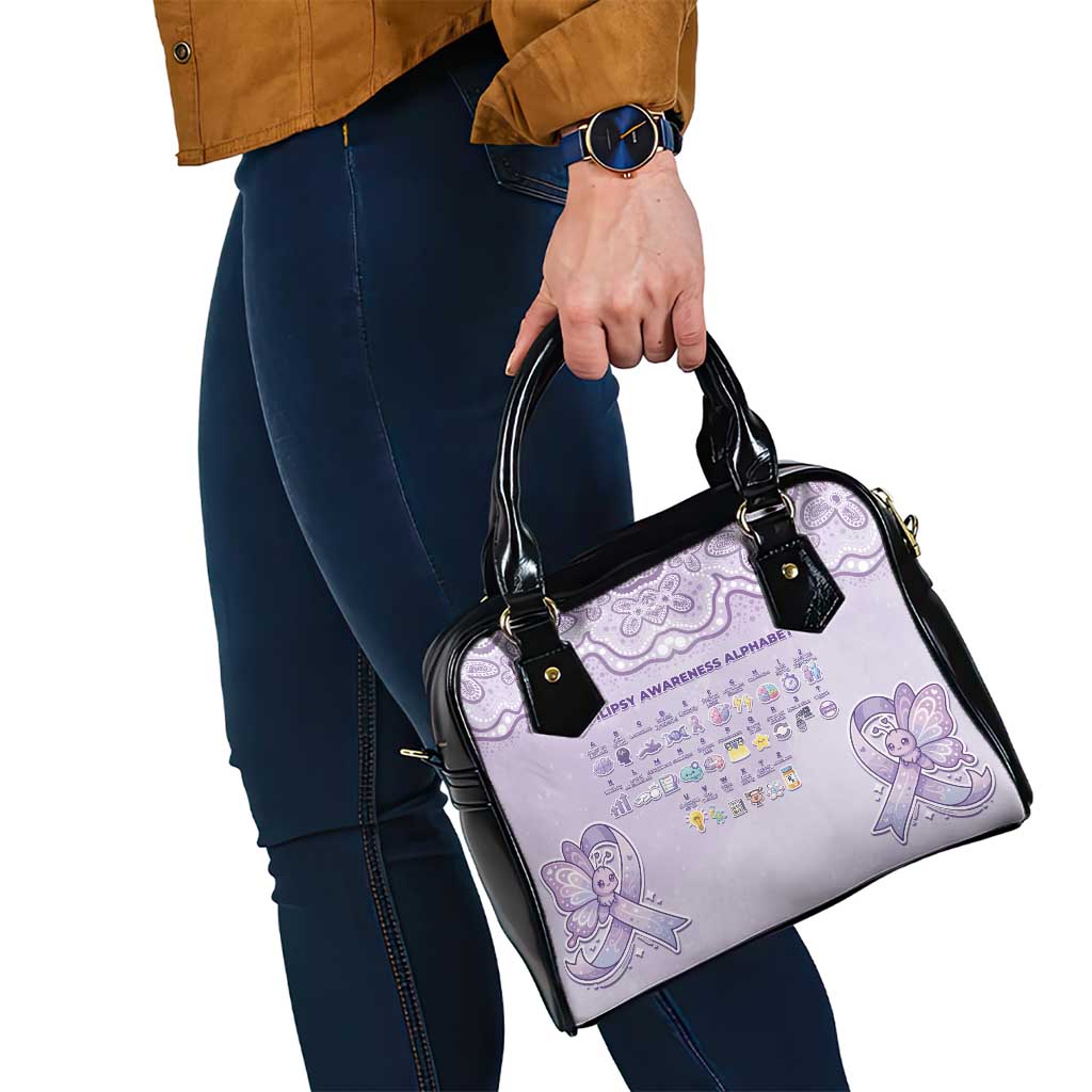 Epilepsy Awareness Alphabet Shoulder Handbag Purple Ribbon Butterfly Cute Style