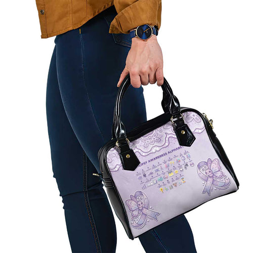 Epilepsy Awareness Alphabet Shoulder Handbag Purple Ribbon Butterfly Cute Style