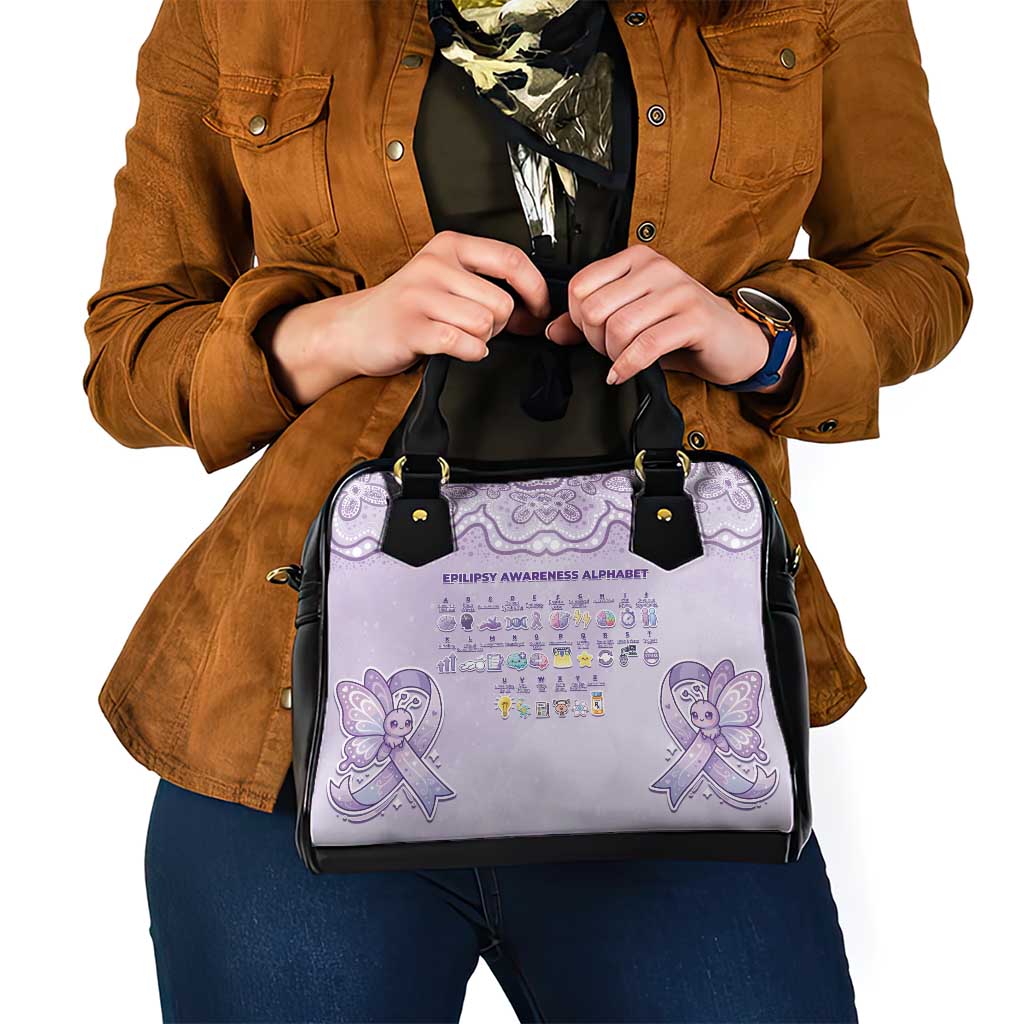 Epilepsy Awareness Alphabet Shoulder Handbag Purple Ribbon Butterfly Cute Style
