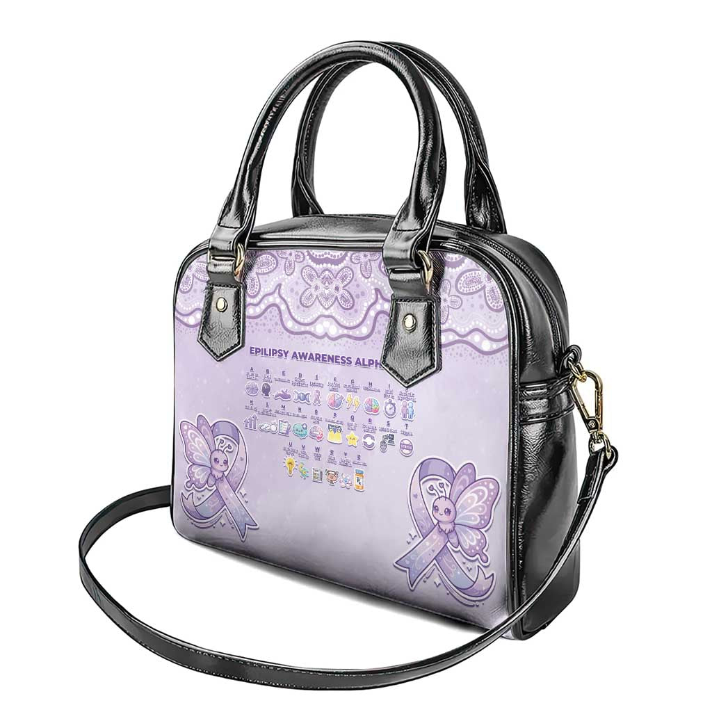 Epilepsy Awareness Alphabet Shoulder Handbag Purple Ribbon Butterfly Cute Style
