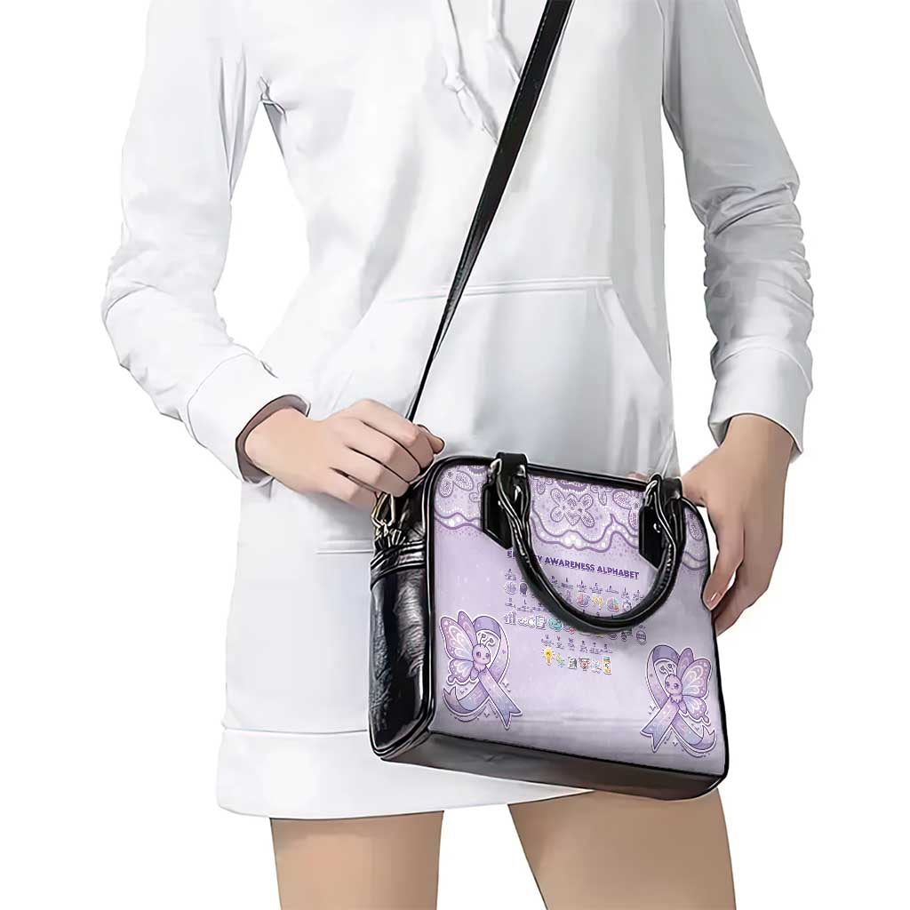 Epilepsy Awareness Alphabet Shoulder Handbag Purple Ribbon Butterfly Cute Style