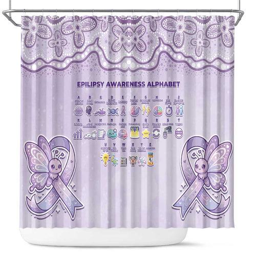 Epilepsy Awareness Alphabet Shower Curtain Purple Ribbon Butterfly Cute Style