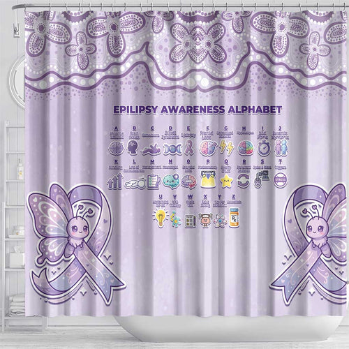 Epilepsy Awareness Alphabet Shower Curtain Purple Ribbon Butterfly Cute Style