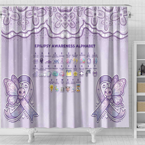 Epilepsy Awareness Alphabet Shower Curtain Purple Ribbon Butterfly Cute Style
