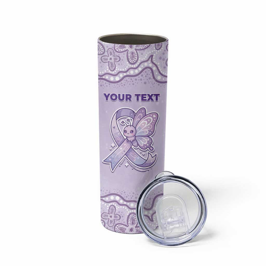 Personalised Epilepsy Awareness Alphabet Skinny Tumbler Purple Ribbon Butterfly Cute Style