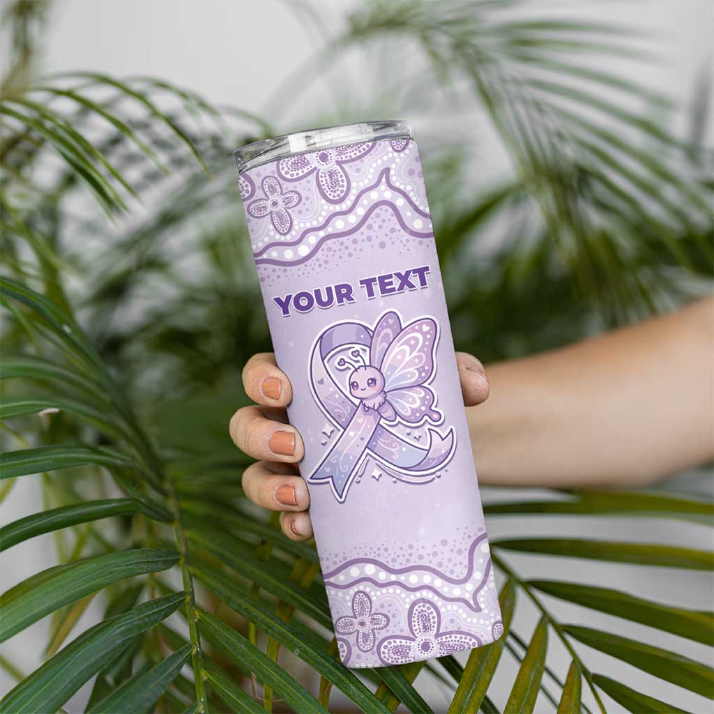 Personalised Epilepsy Awareness Alphabet Skinny Tumbler Purple Ribbon Butterfly Cute Style