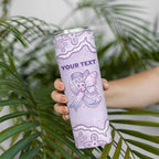 Personalised Epilepsy Awareness Alphabet Skinny Tumbler Purple Ribbon Butterfly Cute Style