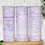 Personalised Epilepsy Awareness Alphabet Skinny Tumbler Purple Ribbon Butterfly Cute Style