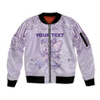 Personalised Epilepsy Awareness Alphabet Sleeve Zip Bomber Jacket Purple Ribbon Butterfly Cute Style
