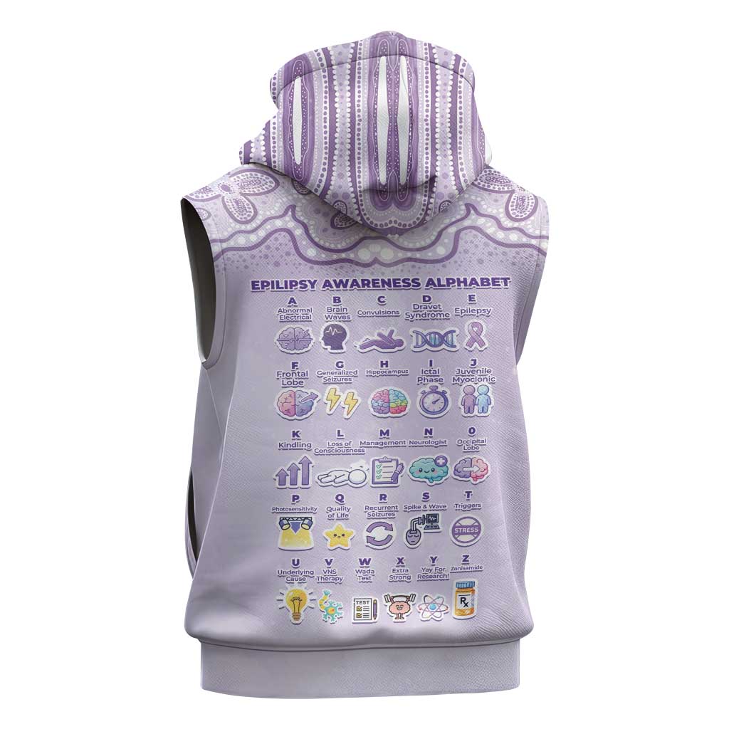 Personalised Epilepsy Awareness Alphabet Sleeveless Hoodie Purple Ribbon Butterfly Cute Style
