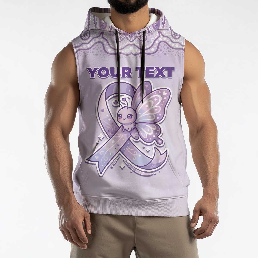 Personalised Epilepsy Awareness Alphabet Sleeveless Hoodie Purple Ribbon Butterfly Cute Style