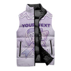 Personalised Epilepsy Awareness Alphabet Sleeveless Puffer Jacket Purple Ribbon Butterfly Cute Style
