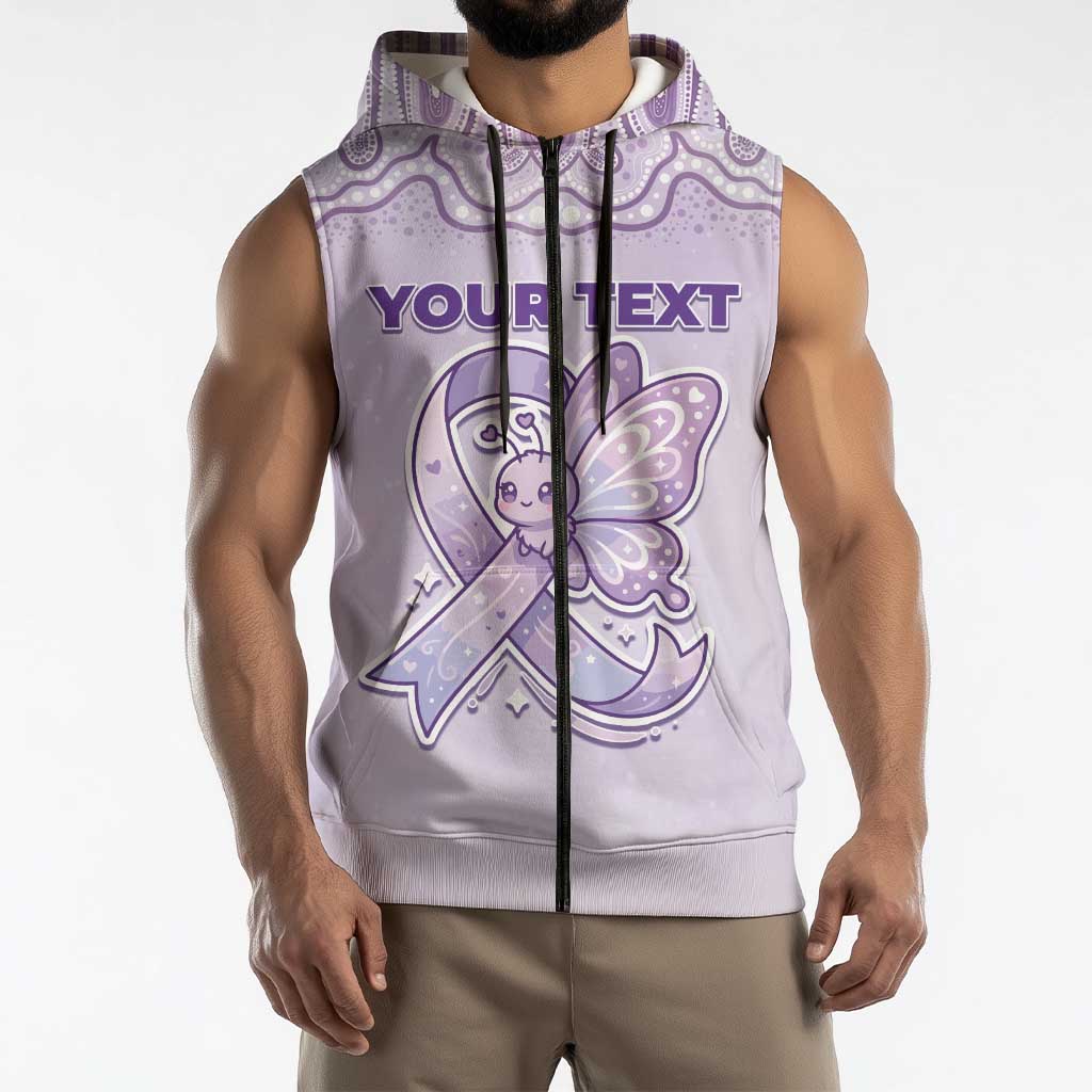 Personalised Epilepsy Awareness Alphabet Sleeveless Zip Hoodie Purple Ribbon Butterfly Cute Style
