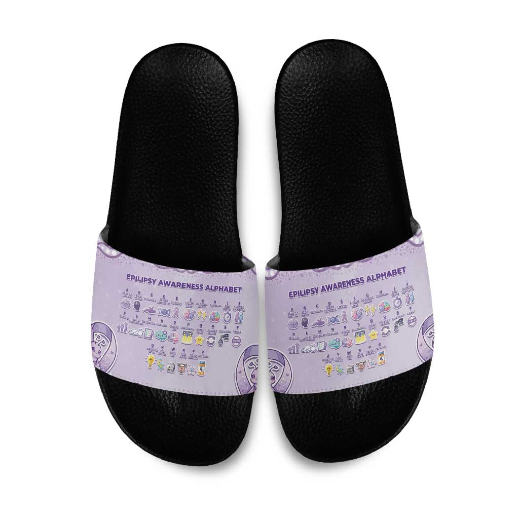 Epilepsy Awareness Alphabet Slide Sandals Purple Ribbon Butterfly Cute Style
