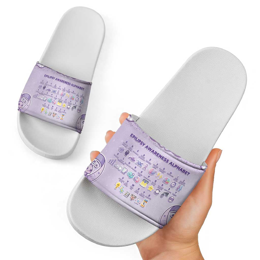 Epilepsy Awareness Alphabet Slide Sandals Purple Ribbon Butterfly Cute Style