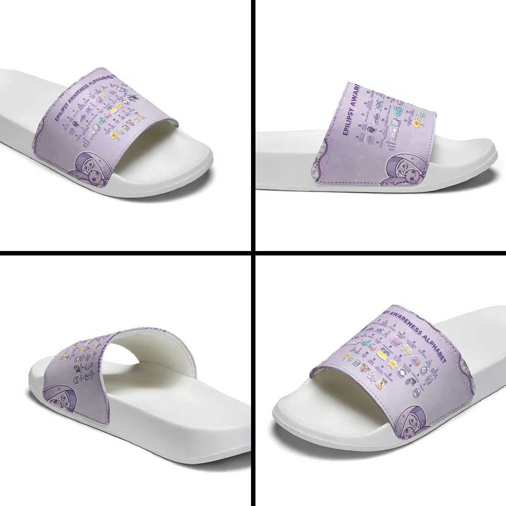 Epilepsy Awareness Alphabet Slide Sandals Purple Ribbon Butterfly Cute Style