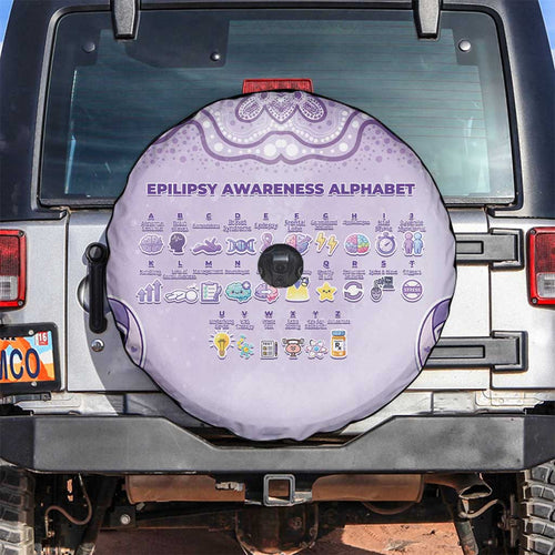 Epilepsy Awareness Alphabet Spare Tire Cover Purple Ribbon Butterfly Cute Style