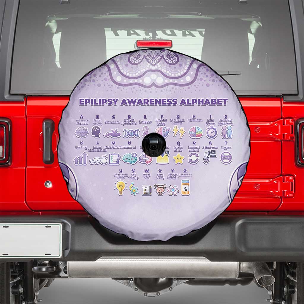 Epilepsy Awareness Alphabet Spare Tire Cover Purple Ribbon Butterfly Cute Style