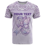 Personalised Epilepsy Awareness Alphabet T Shirt Purple Ribbon Butterfly Cute Style