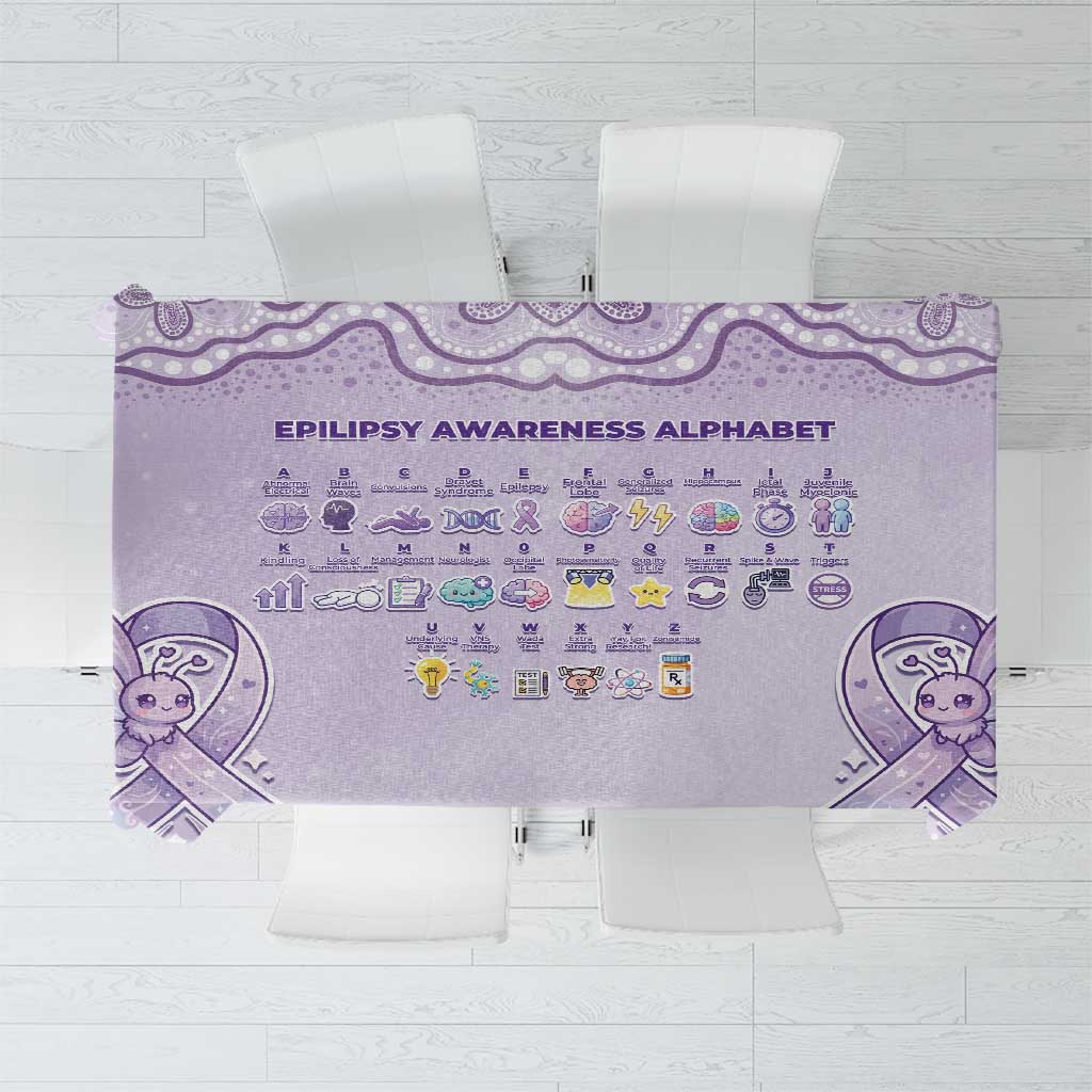 Epilepsy Awareness Alphabet Tablecloth Purple Ribbon Butterfly Cute Style