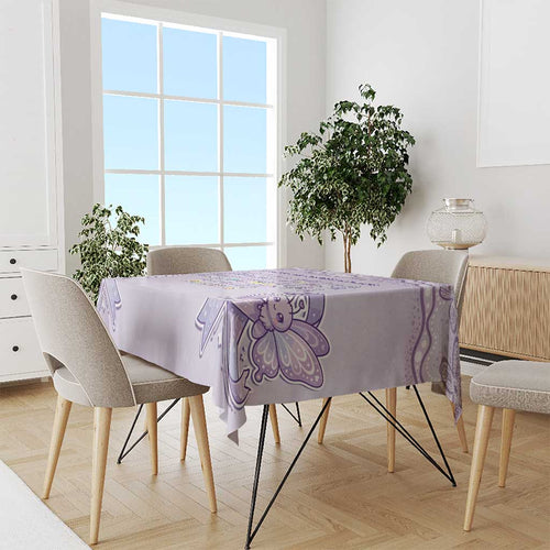 Epilepsy Awareness Alphabet Tablecloth Purple Ribbon Butterfly Cute Style