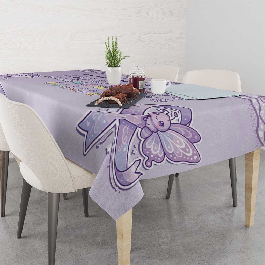 Epilepsy Awareness Alphabet Tablecloth Purple Ribbon Butterfly Cute Style