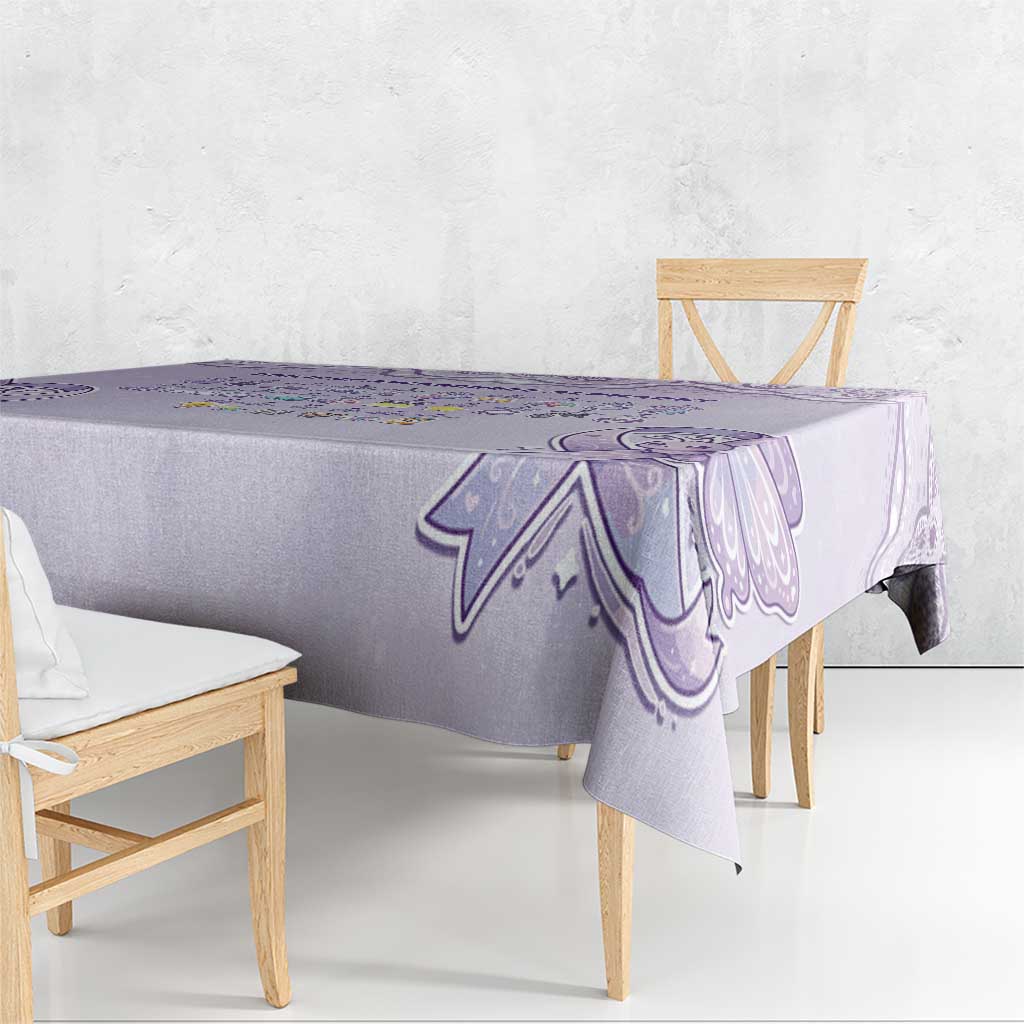Epilepsy Awareness Alphabet Tablecloth Purple Ribbon Butterfly Cute Style