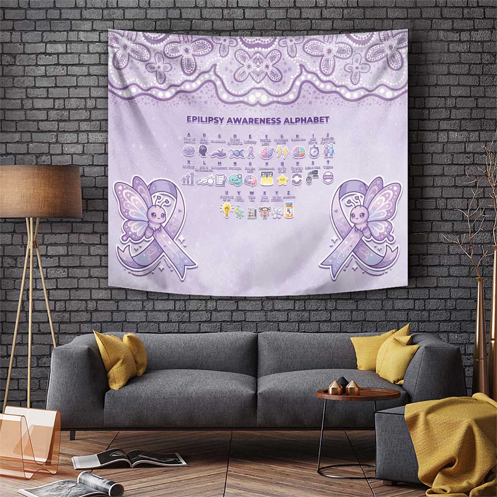 Epilepsy Awareness Alphabet Tapestry Purple Ribbon Butterfly Cute Style