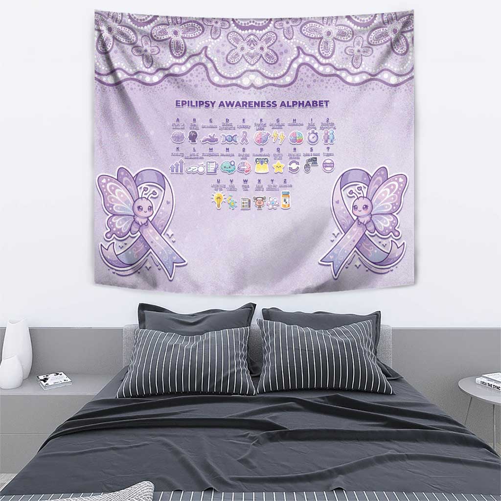 Epilepsy Awareness Alphabet Tapestry Purple Ribbon Butterfly Cute Style