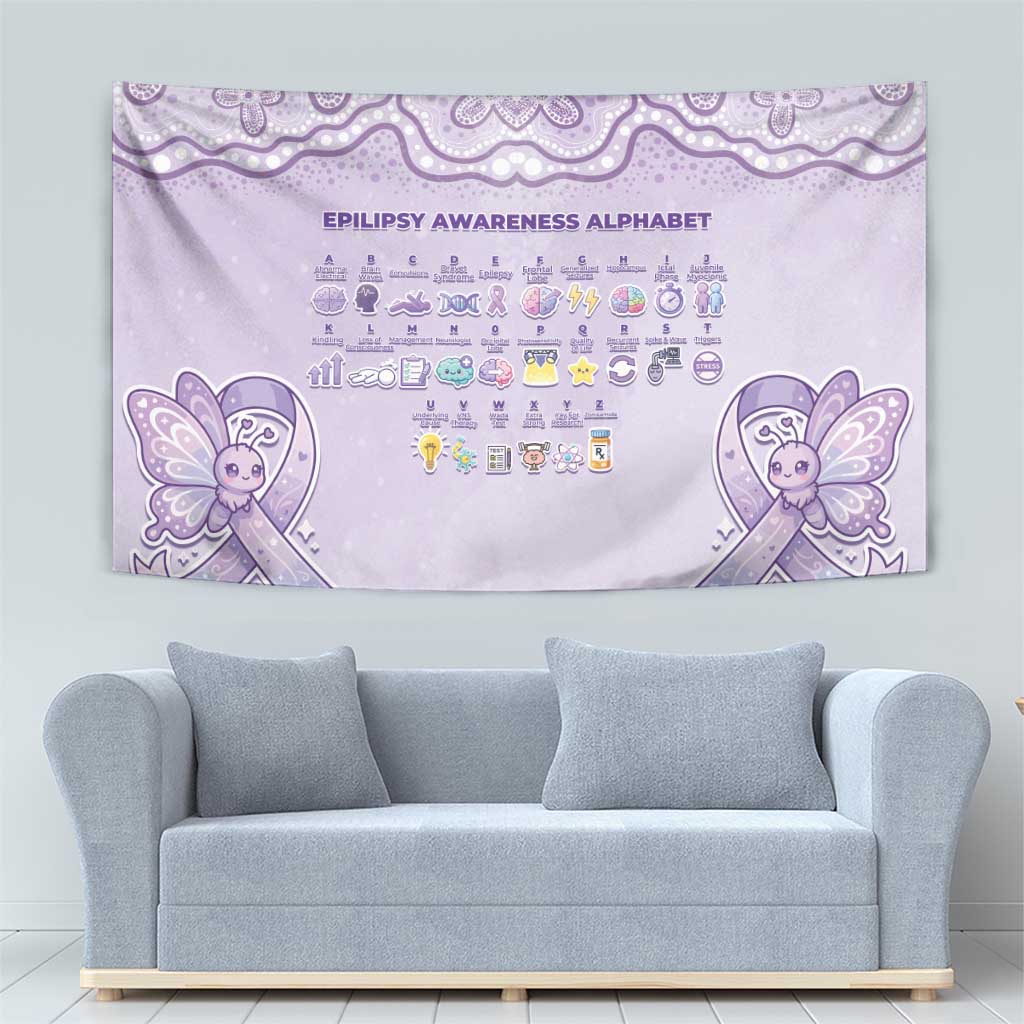 Epilepsy Awareness Alphabet Tapestry Purple Ribbon Butterfly Cute Style
