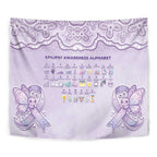 Epilepsy Awareness Alphabet Tapestry Purple Ribbon Butterfly Cute Style