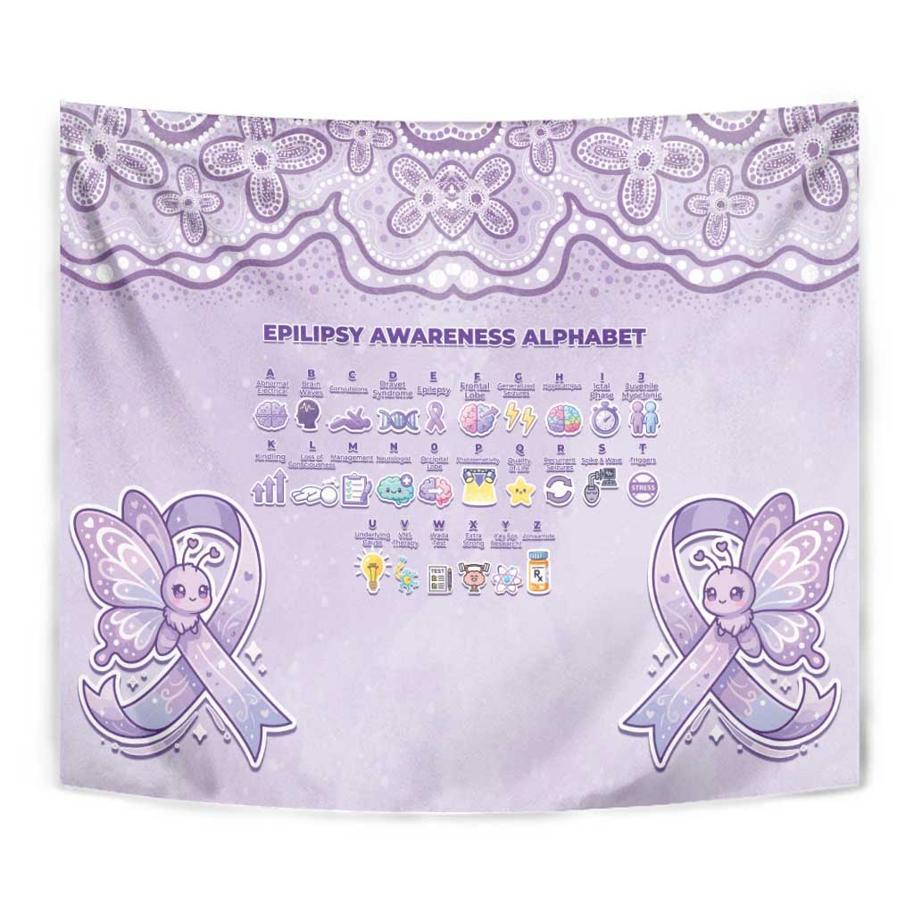 Epilepsy Awareness Alphabet Tapestry Purple Ribbon Butterfly Cute Style