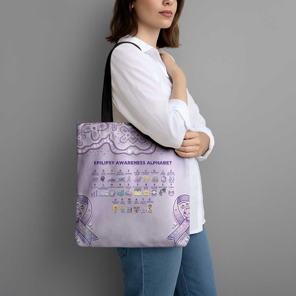 Epilepsy Awareness Alphabet Tote Bag Purple Ribbon Butterfly Cute Style
