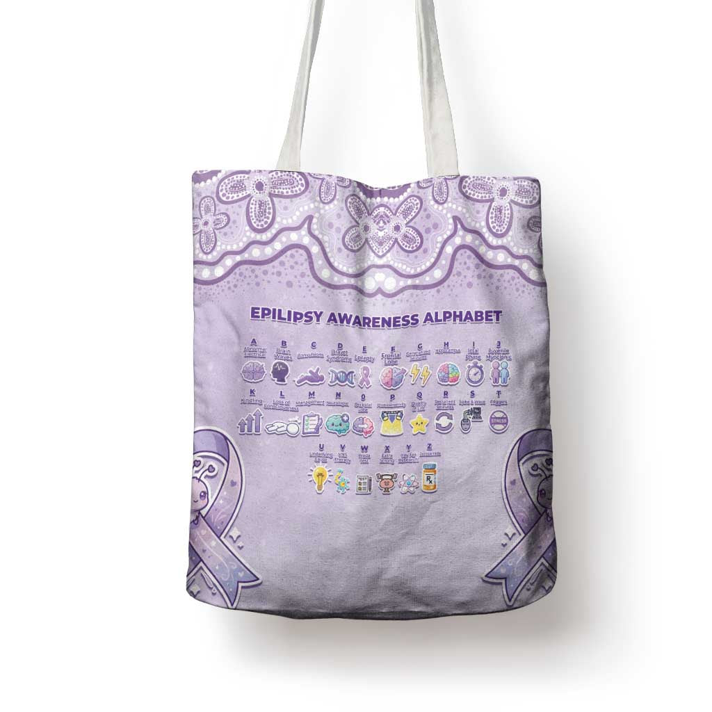 Epilepsy Awareness Alphabet Tote Bag Purple Ribbon Butterfly Cute Style