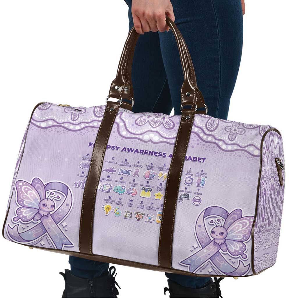 Epilepsy Awareness Alphabet Travel Bag Purple Ribbon Butterfly Cute Style
