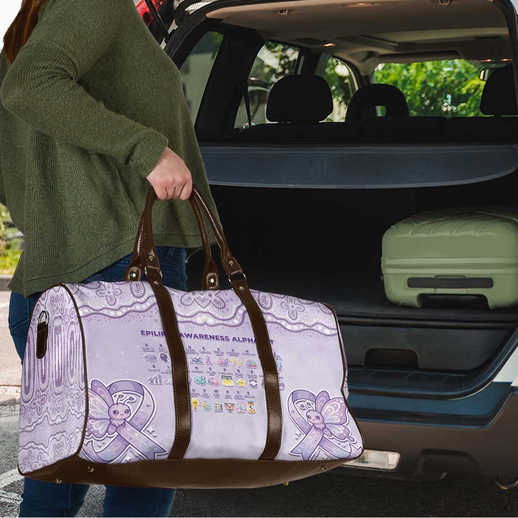 Epilepsy Awareness Alphabet Travel Bag Purple Ribbon Butterfly Cute Style